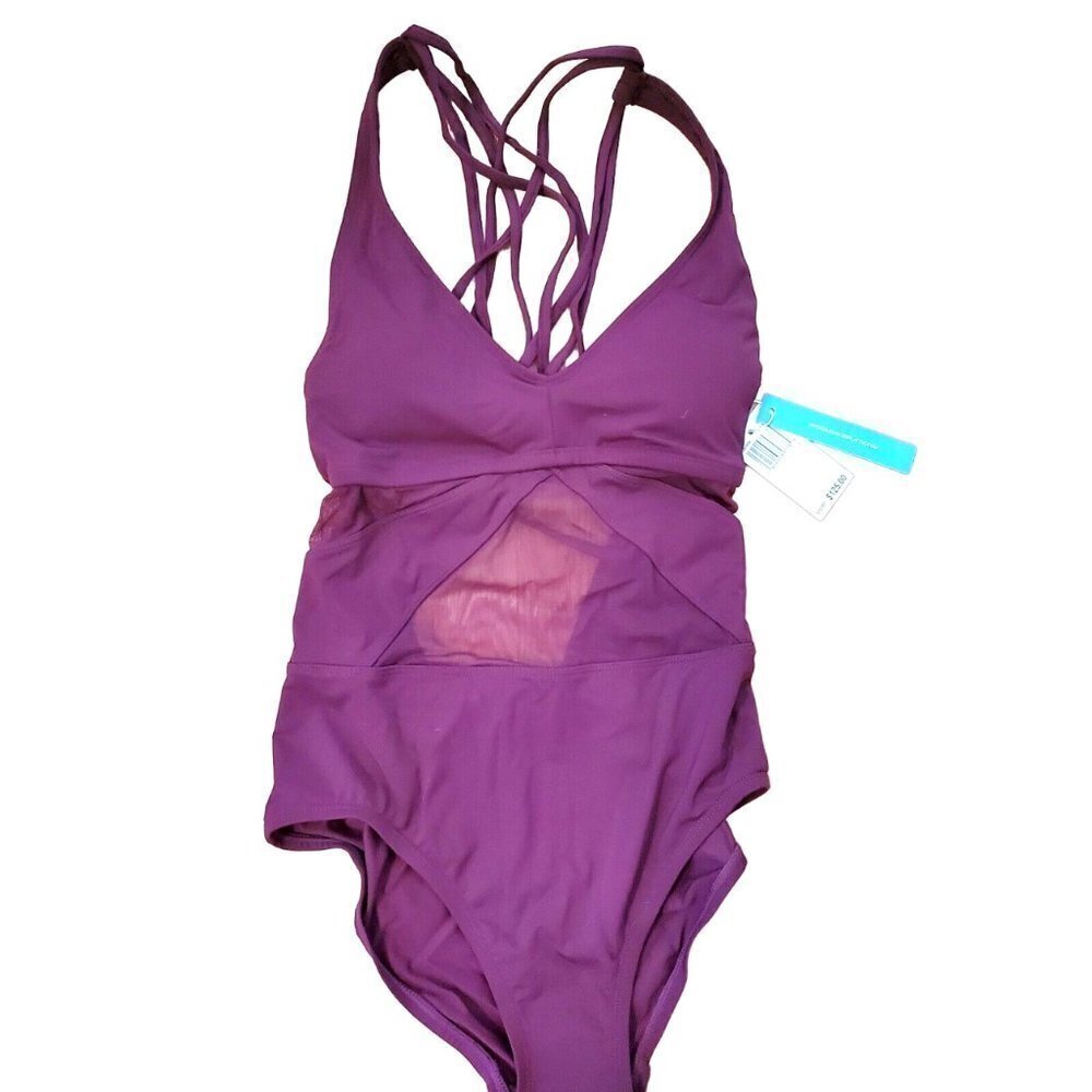 NWT Bleu Rod Beattie Don't Mesh With Me Brandy Wine Mesh Cutout Inset Swimsuit 4